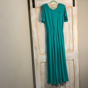 Jennifer Hudson Aqua V Back Jumpsuit